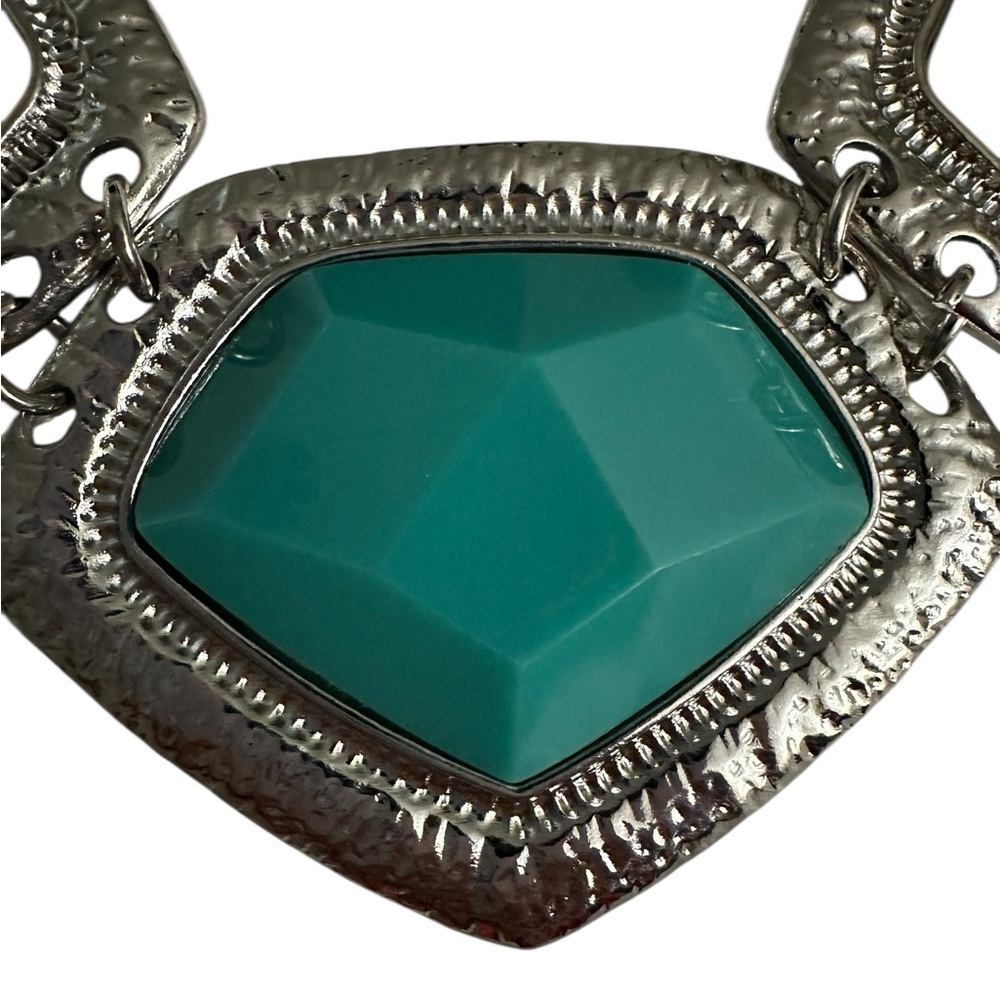 NWT Bansri Turquoise Chunky Statement Necklace in Silver tone NEW - Picture 4 of 14